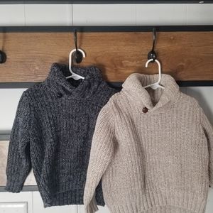 2 cable knit sweaters 1 tan , I grey/black